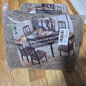 Dining Room Chair Seat Covers - Taupe Beige Stretch Slipcovers